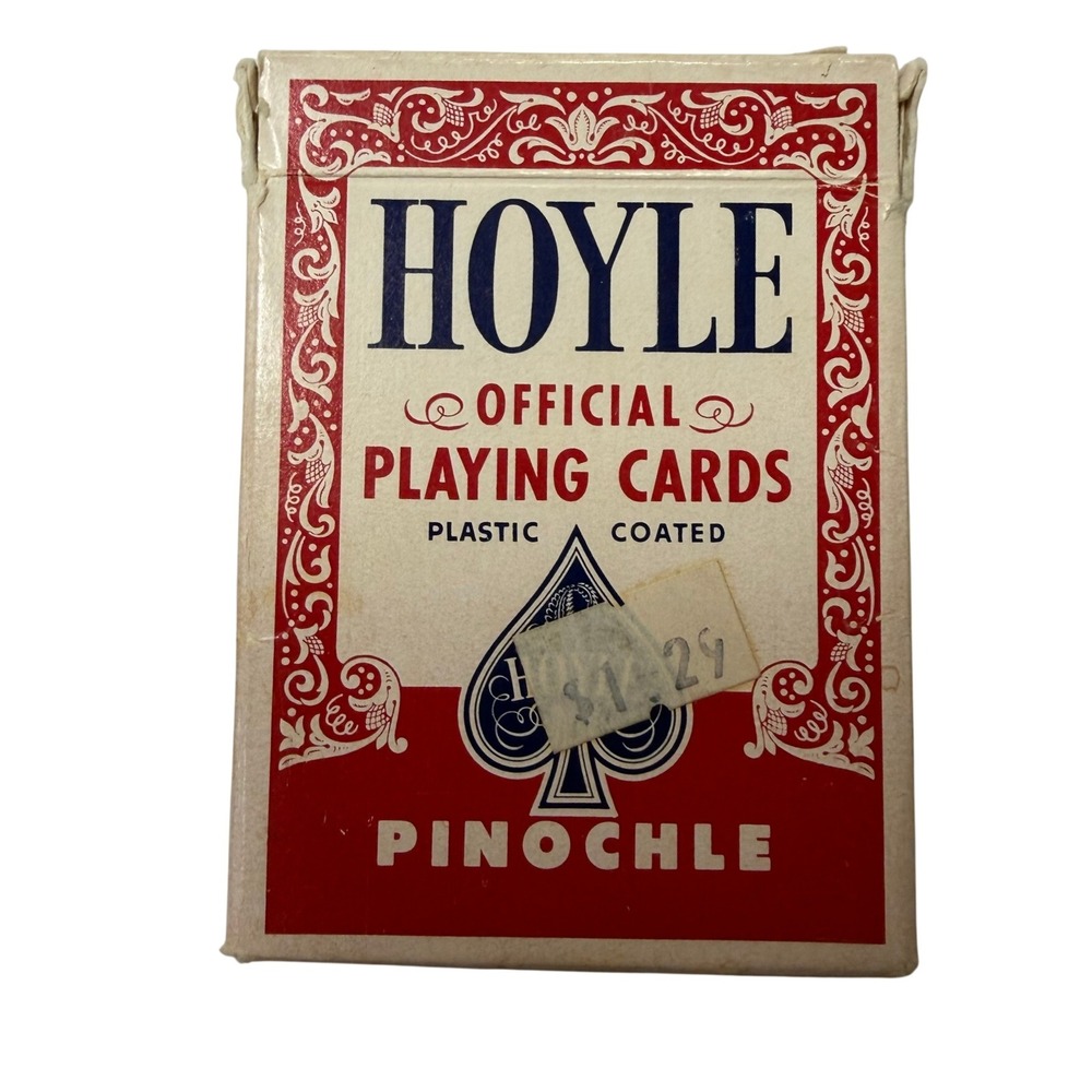 Vintage Hoyle Official Pinochle Playing Cards Plastic Coated Red White Deck